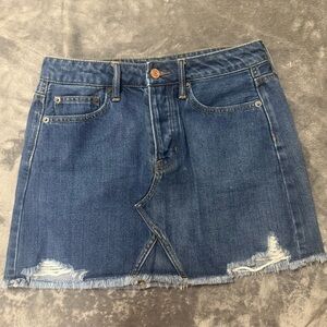 American Eagle Outfitters Button Fly Distressed Blue Mini Skirt